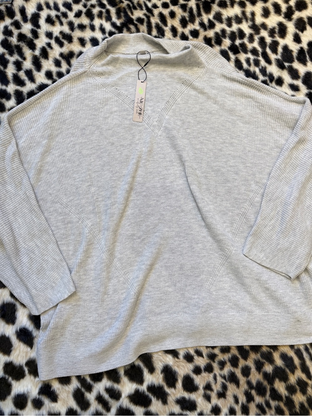 NWT NIC + ZOE MOCKNECK KNIT BOXY SWEATER GRAY 2X RETAIL $148